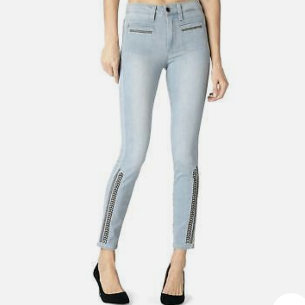 Paige Hoxton Ankle Bryalee Embroidery Skinny Jeans Size 24